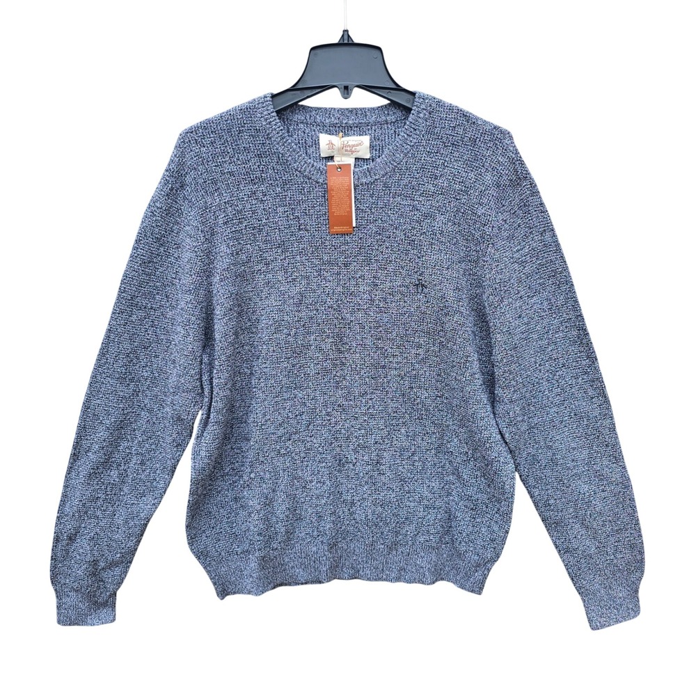 Original Penguin NWT Mens XL Crewneck Sweater‎ True Black Marled Cotton